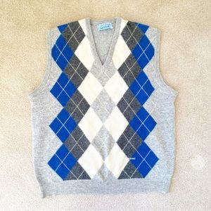 Lyle & Scott Hawick Scotland Vintage Gray and Blue Argyle Sweater Vest